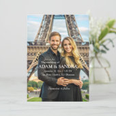 Elegante foto Overlay Modern zwart wit bruiloft Kaart (Staand voorkant)