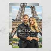 Elegante foto Overlay Modern zwart wit bruiloft Kaart (Voorkant / Achterkant)