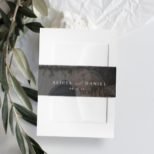 Elegante foto overlay zwart bruiloft uitnodigingen wikkel