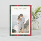 Elegante foto Plaid Christmas Kaarten (Staand voorkant)