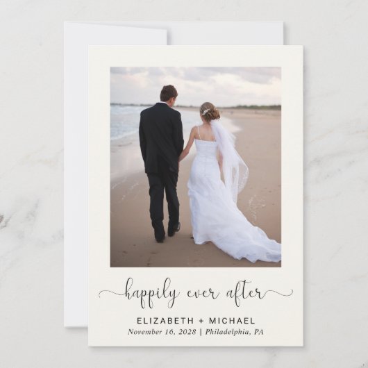 Elegante foto QR-code crèmekleurige bruiloftsrecep Kaart (Voorkant)