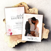 Elegante foto Roze Rood & Goud Bloemen Vrijgezelle Kaart