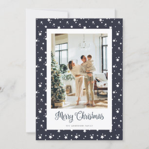 Elegante foto sterren Blue Merry Christmas Kaart