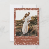 Elegante  foto Terracotta bruiloft Kaart (Achterkant)