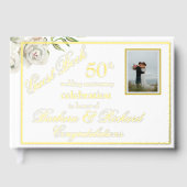 Elegante Foto Trouwen Jubileum Party Gold Folie Gastenboek (Voorkant)