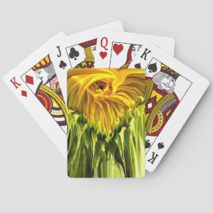 Elegante foto van gele zonnebloem pokerkaarten