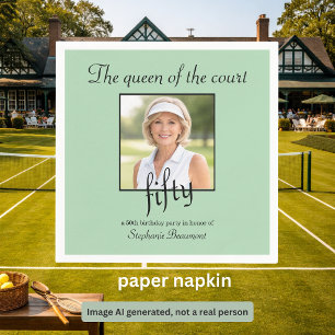 Elegante foto van vrouwen tennis 50e verjaardagsfe servet