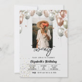 Elegante foto Verjaardag uitnodiging (Voorkant)