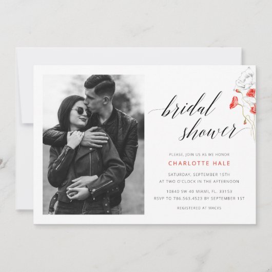 Elegante foto Waterverf Flowers Vrijgezellenfeest Kaart (Voorkant)