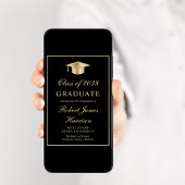 Elegante foto Zwart Goud Graduation Party Kaart