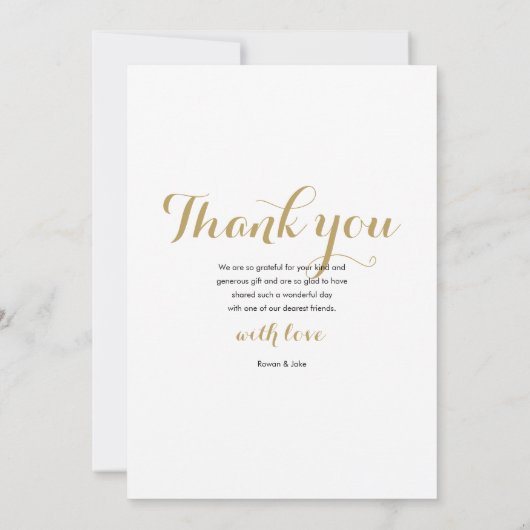 Elegante Fotocollage Bruiloft Gouden Script Bedankkaart (Achterkant)