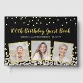 Elegante Fotocollage Zilver Goud 100e Verjaardag Gastenboek (Voorkant)