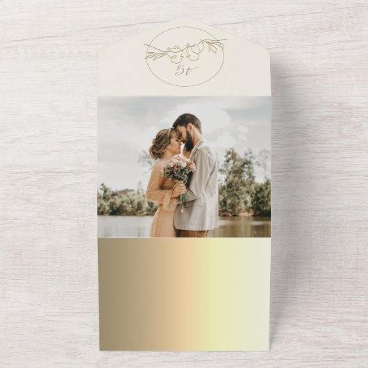 Elegante Foto's Bruiloft RSVP QR Code All In One Uitnodiging (Buitenkant)