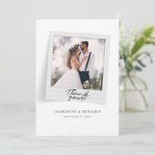 Elegante foto's Handgeschreven bruiloft Bedankkaart (Staand voorkant)