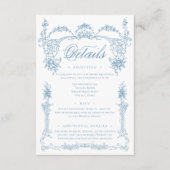 Elegante Franse Blauw Victoriaans Chinoiserie brui Informatiekaartje (Voorkant)