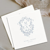 Elegante Franse Blauwe Bloemenkam bruiloft Servet