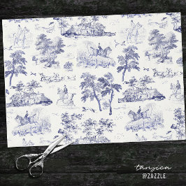 Elegante Franse Blauwe Paard Jacht Toile Tissuepapier