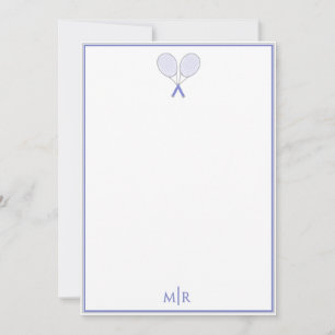 Elegante Franse Blauwe Tennis Briefpapier Notitiekaartje