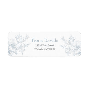 Elegante Franse Bloemen Blauw Toile bruiloft Etiket