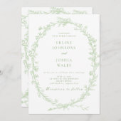 Elegante Franse Bloemen Uitnodiging van het Huweli (Voorkant / Achterkant)