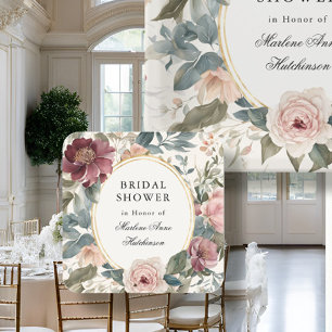 Elegante Franse Bloemige Bruidsfeest Thee Goud Vierkante Kartonnen Onderzetter