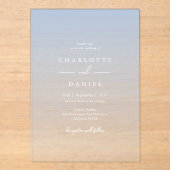 Elegante Franse Blue Gradient Acryl bruiloft Acryl Uitnodigingen (Voorkant)