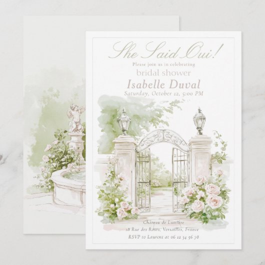 Elegante Franse Chateau Pastel Bruids Tuin Kaart (Voorkant / Achterkant)