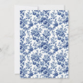 Elegante Franse Country Blue Toile Floral Wedding Kaart (Achterkant)