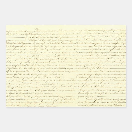 Elegante Franse Handgeschreven Brief Sepia Inpakpapier Vel (Voorkant 2)