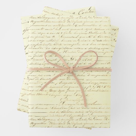 Elegante Franse Handgeschreven Brief Sepia Inpakpapier Vel (In situ)