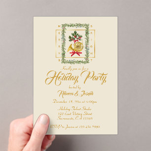 Elegante Franse Hoorn Kerst Ierse Crème Acryl Uitnodigingen