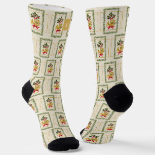 Elegante Franse Hoorn Kerst Ierse Crème Monogram Sokken