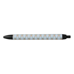 Elegante Franse Hoorn Kerst Lichtblauw Zwarte Inkt Pen