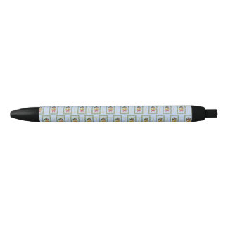 Elegante Franse Hoorn Kerst Lichtblauw Zwarte Inkt Pen