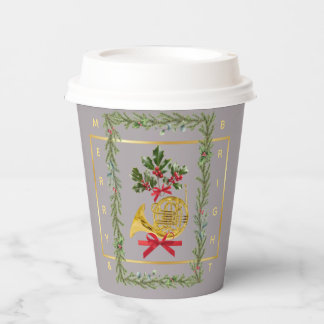 Elegante Franse Hoorn Kerst Taupe Papieren Beker