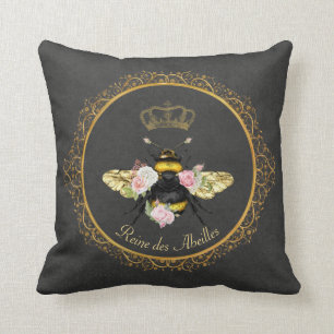 Elegante Franse Koningin Bij Roze Rozen Grijs Goud Kussen