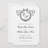 Elegante Franse monogramkrans bruiloft Save The Date (Voorkant)
