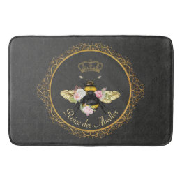 Elegante Franse Queen Bee Pink Roses Grijs Goud Badmat