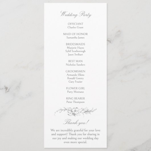 Elegante Franse rococo floraal Programma (Achterkant)