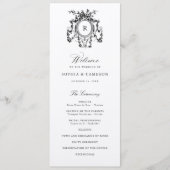 Elegante Franse Rozen Crest Kraft Papier Bruiloft Programma (Voorkant)