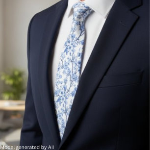 Elegante Franse vintage blauwe bloem Stropdas