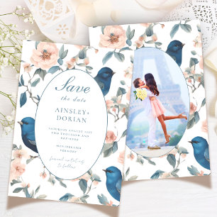 Elegante Franse Vintage Blauwe Chinoiserie Foto Save The Date