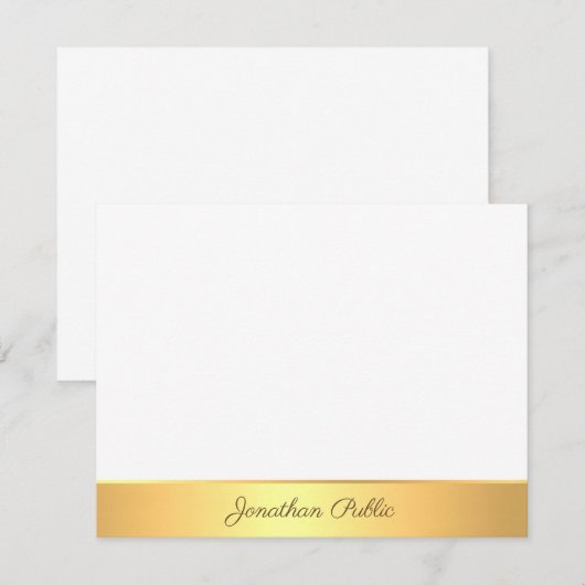 Elegante FreeHand Script Tekst Goud Wit Sjabloon (Voorkant / Achterkant)