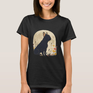 Elegante Frenchie Moonlight Tuin Silhouet T-shirt
