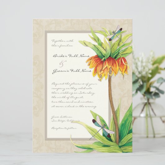 Elégante Fritillaria n Faire-part de mariage libel (Debout devant)