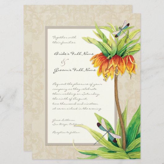 Elégante Fritillaria n Faire-part de mariage libel (Devant / Derrière)