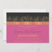 Elégante frontière or Quinceañera Invitation (Devant)