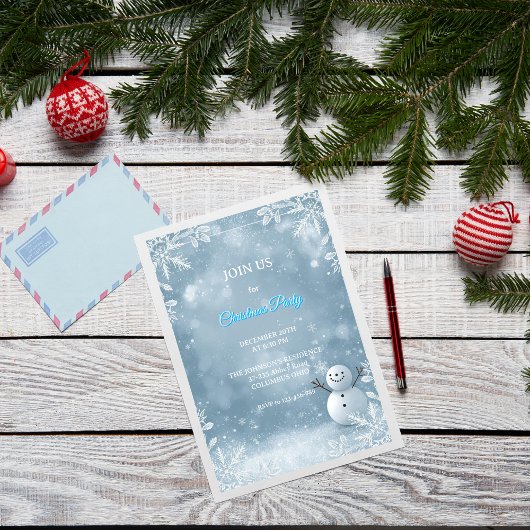 Elegante Frosty Blue & White kerstuitnodiging Kaart