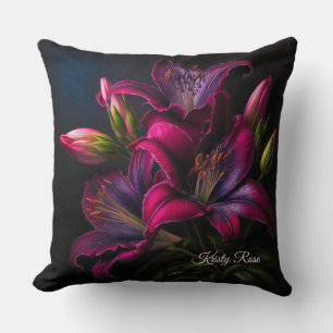 Elegante Fuchsia Rode Bourgogne Lelie Bloem Kussen