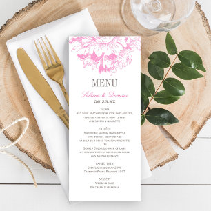 Elegante Fuchsia Roze en Grijze Bloemige Pioen Huw Menu